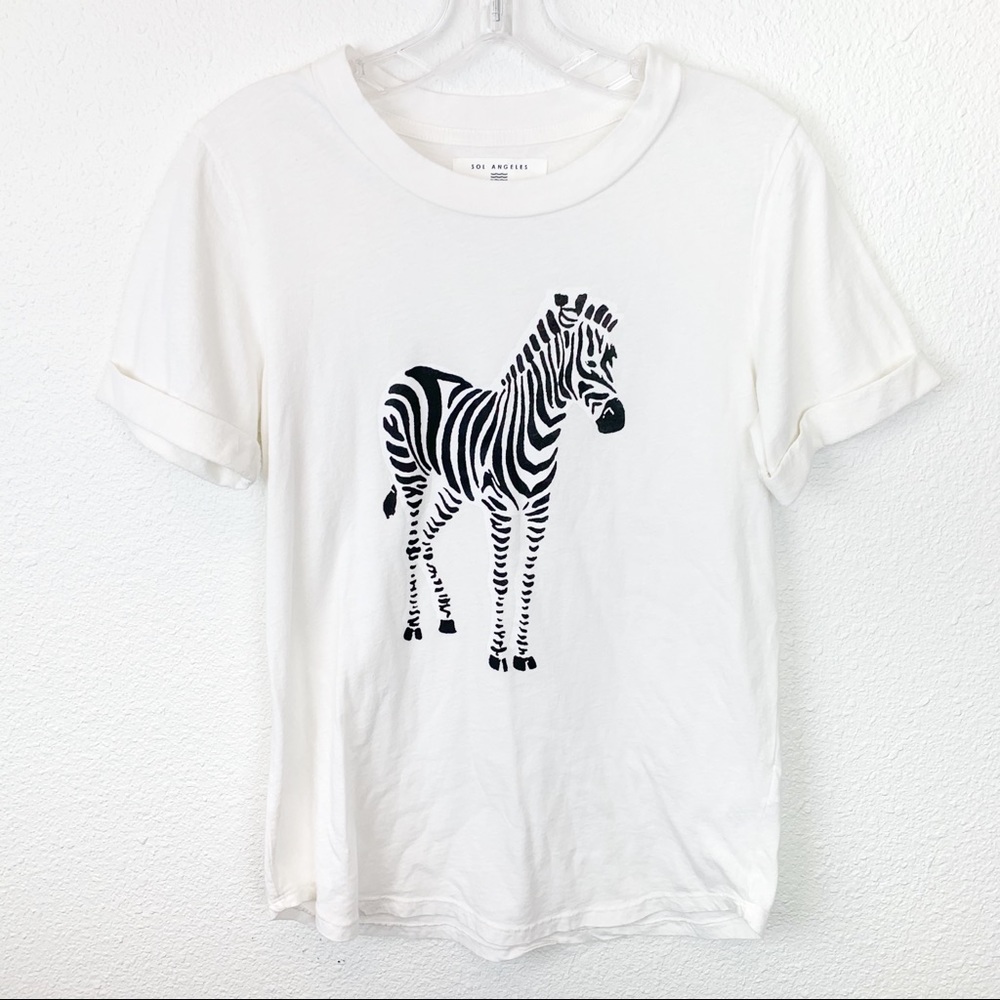 Anthro I Sol Angeles Zebra Cuffed Graphic Tee